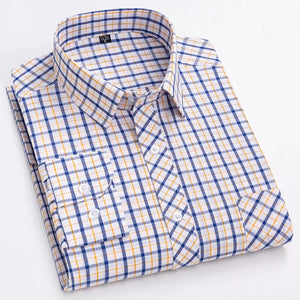 Men's Cotton Turn-Down Collar Full Sleeve Plaid Pattern Shirt