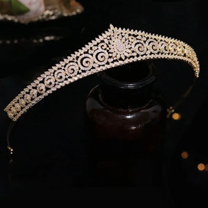 Women's Copper Plant Pattern Tiaras Elegant Bridal Wedding Crown