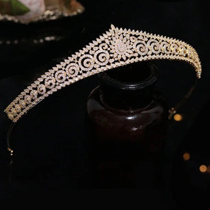 Women's Copper Plant Pattern Tiaras Elegant Bridal Wedding Crown