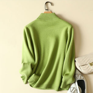 Women's Acrylic Mock Neck Full Sleeves Casual Pullover Sweater