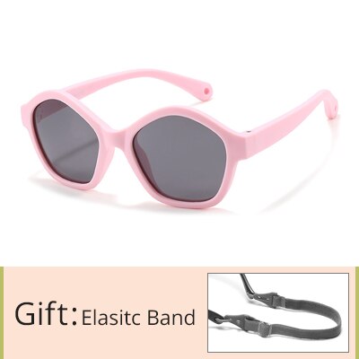 Kid's Acetate Frame Round Shape Polarized Flexible Sunglasses