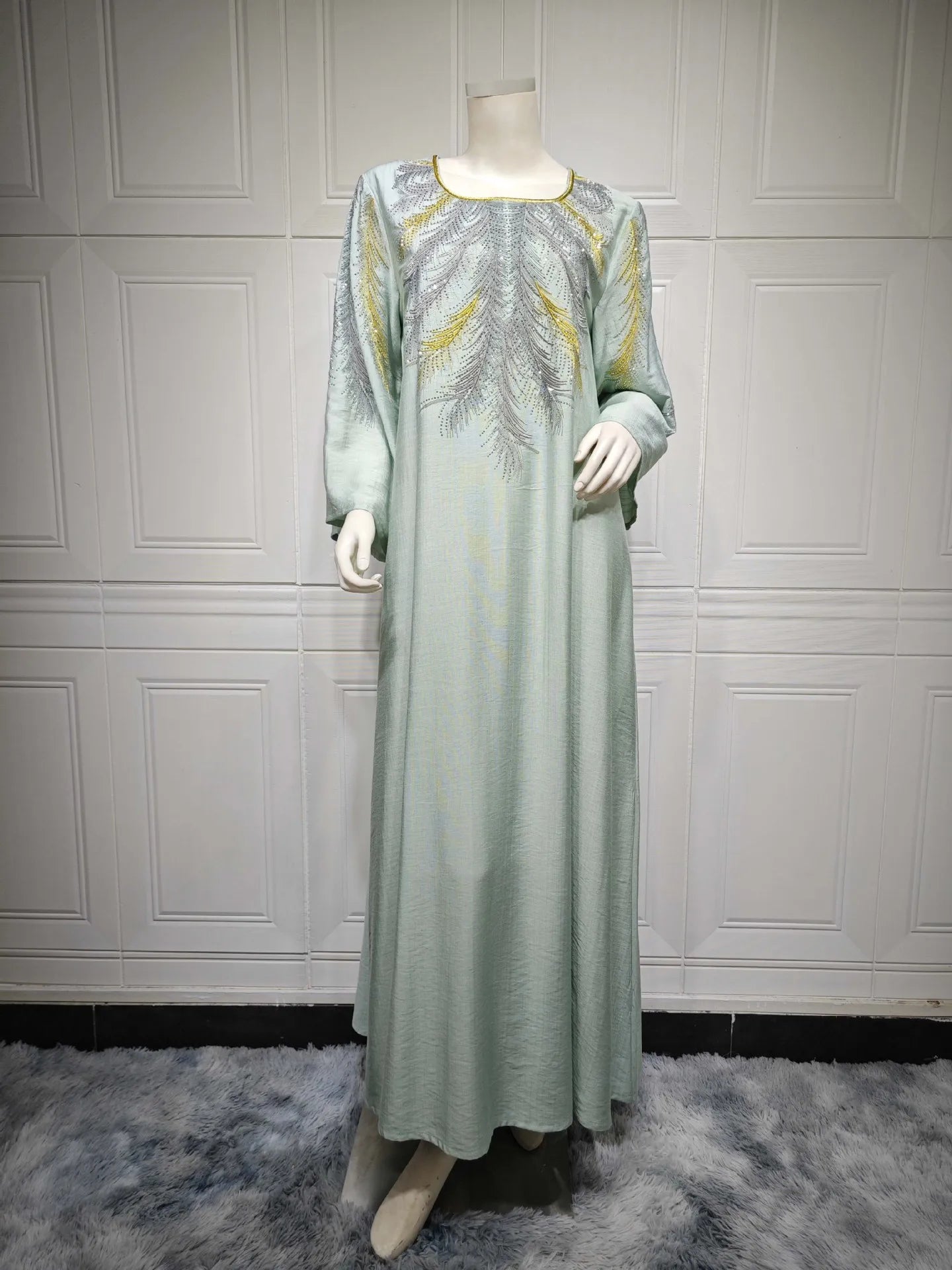 Women's Arabian Polyester Full Sleeve Embroidery Pattern Dress