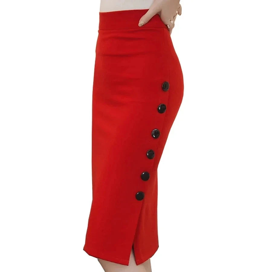 Women's Polyester Elastic High Waist Solid Pattern Casual Skirts