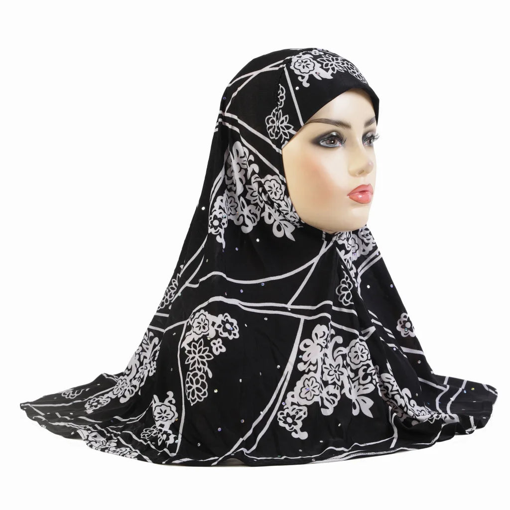 Women's Arabian Polyester Headwear Printed Pattern Casual Hijabs