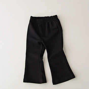 Kid's Cotton Mid Elastic Waist Closure Casual Wear Plain Trousers