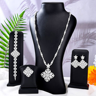 Women's Copper Cubic Zirconia Wedding Geometric Jewelry Set