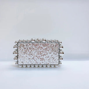 Women's Acrylic Hasp Closure Sequined Luxury Bridal Wedding Clutch