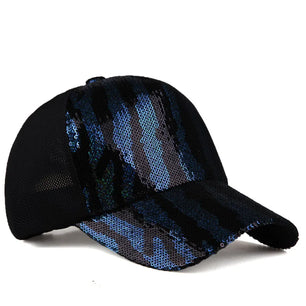 Women's Acrylic Adjustable Strap Sequined Casual Baseball Cap