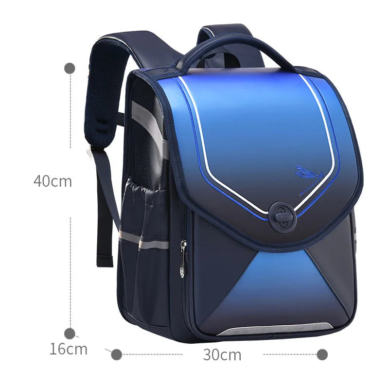 Kid's PU Zipper Closure Gradient Pattern Trendy School Backpack