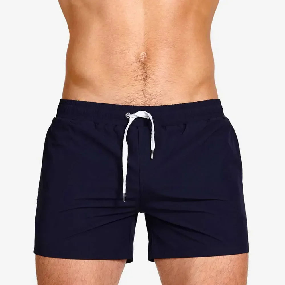 Men's Polyester Drawstring Closure Solid Pattern Boxer Shorts