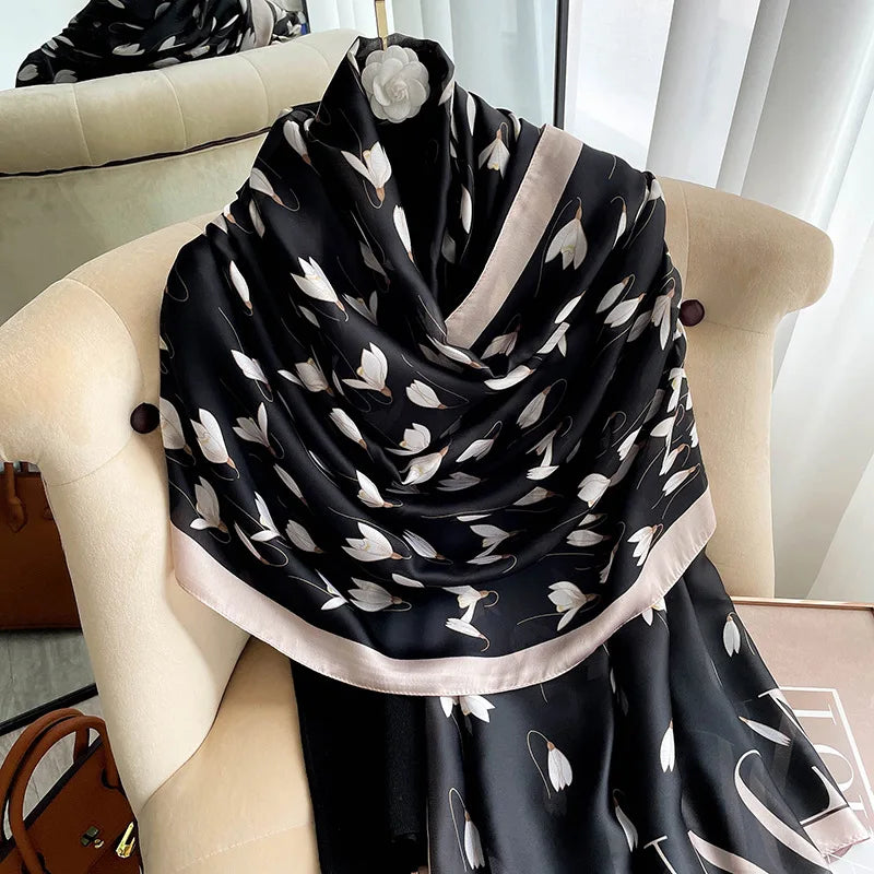 Women's Silk Head Wrap Printed Pattern Trendy Beach Scarves