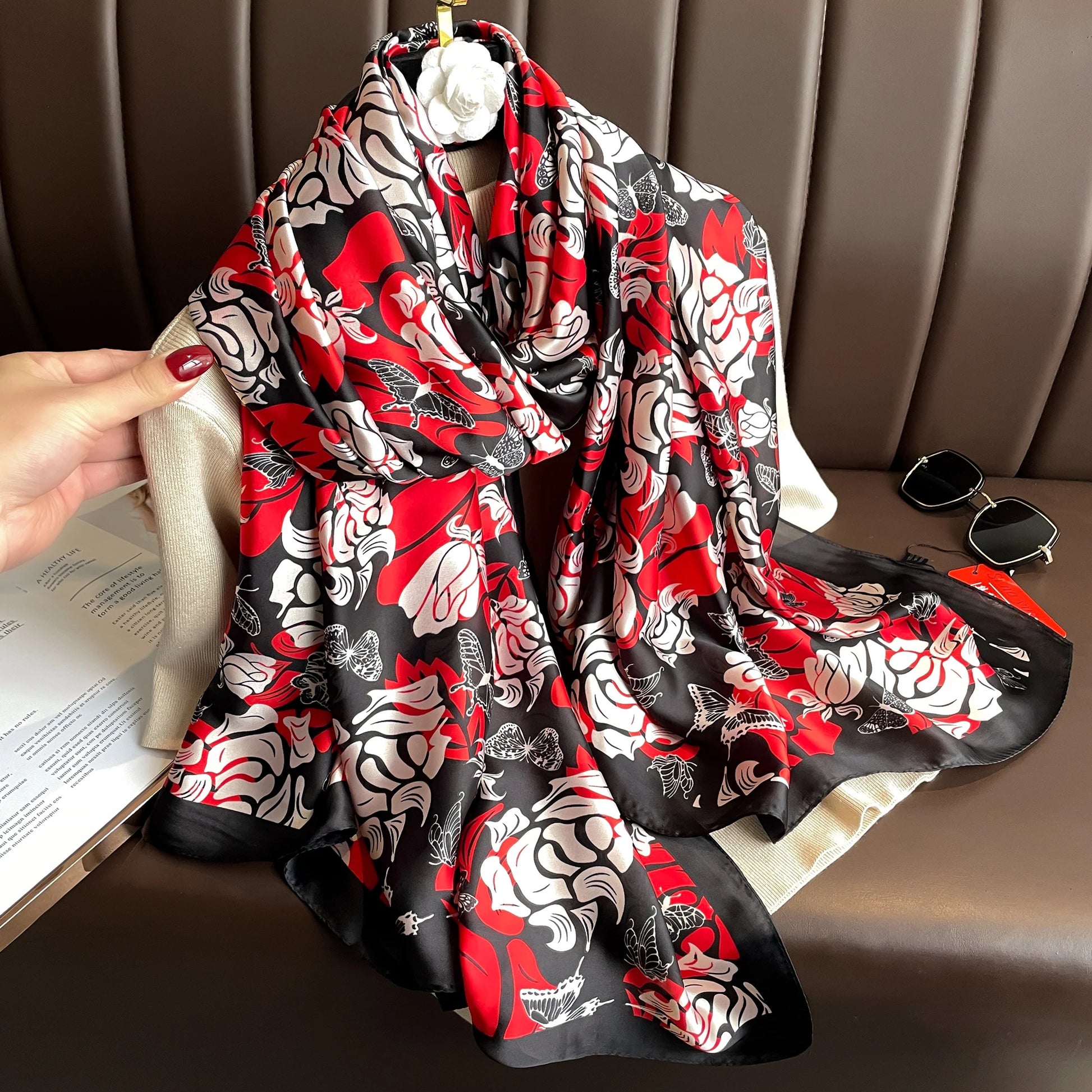 Women's Silk Neck Wrap Printed Pattern Trendy Beach Scarves