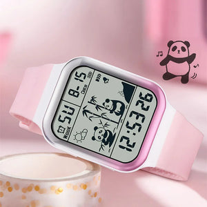 Kid's Resin Frame Buckle Clasp Square Shaped Automatic Watch