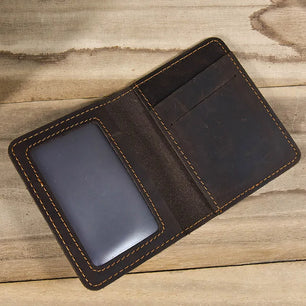 Men's Genuine Leather Solid Pattern Card Holder Trendy Wallets