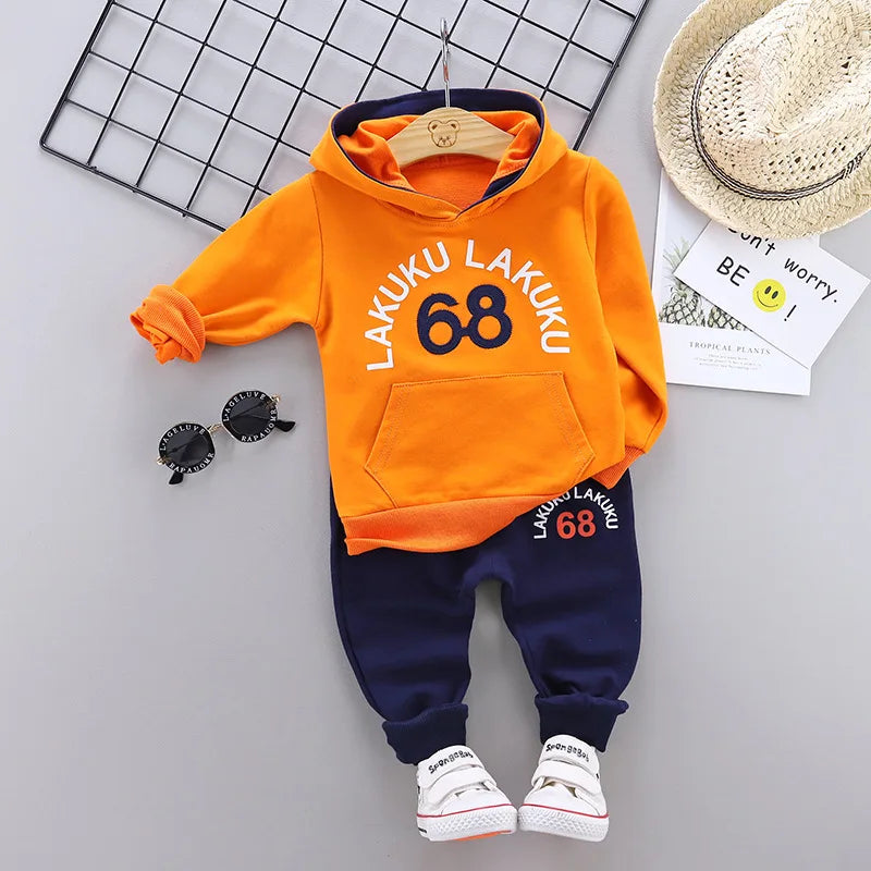 Kid's Boys Cotton Long Sleeves Casual Hooded Two-Piece Suit