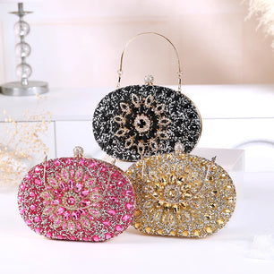 Women's PU Hasp Closure Rhinestone Pattern Luxury Wedding Clutch