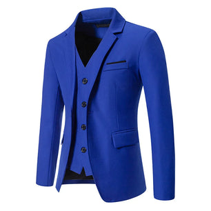 Men's Notched Polyester Long Sleeve Single Breasted Blazers Set