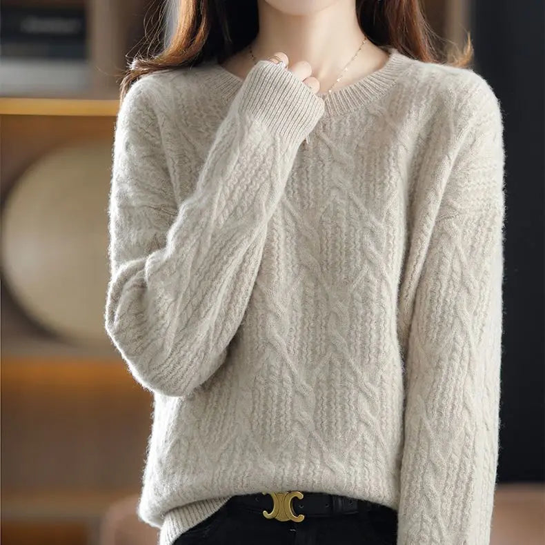 Women's Acrylic O-Neck Full Sleeves Knitted Pullover Sweater