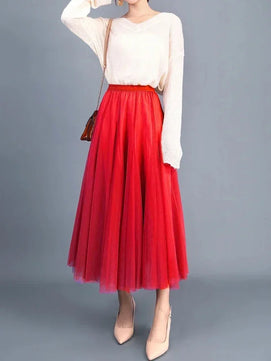 Women's Polyester Solid Pattern Quick-Dry Casual Wear Maxi Skirts