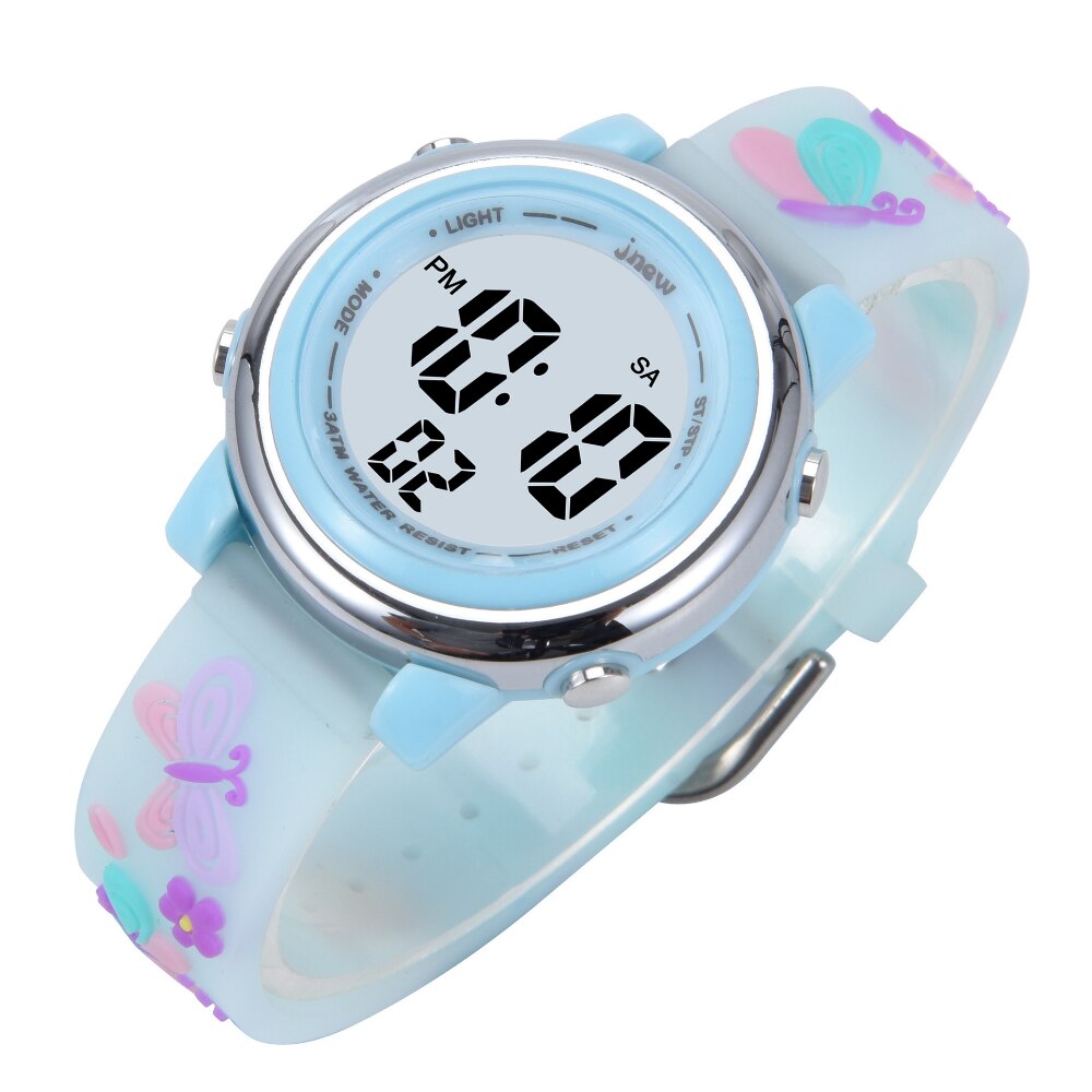 Kid's Alloy Case Buckle Clasp Digital Waterproof Round Watches