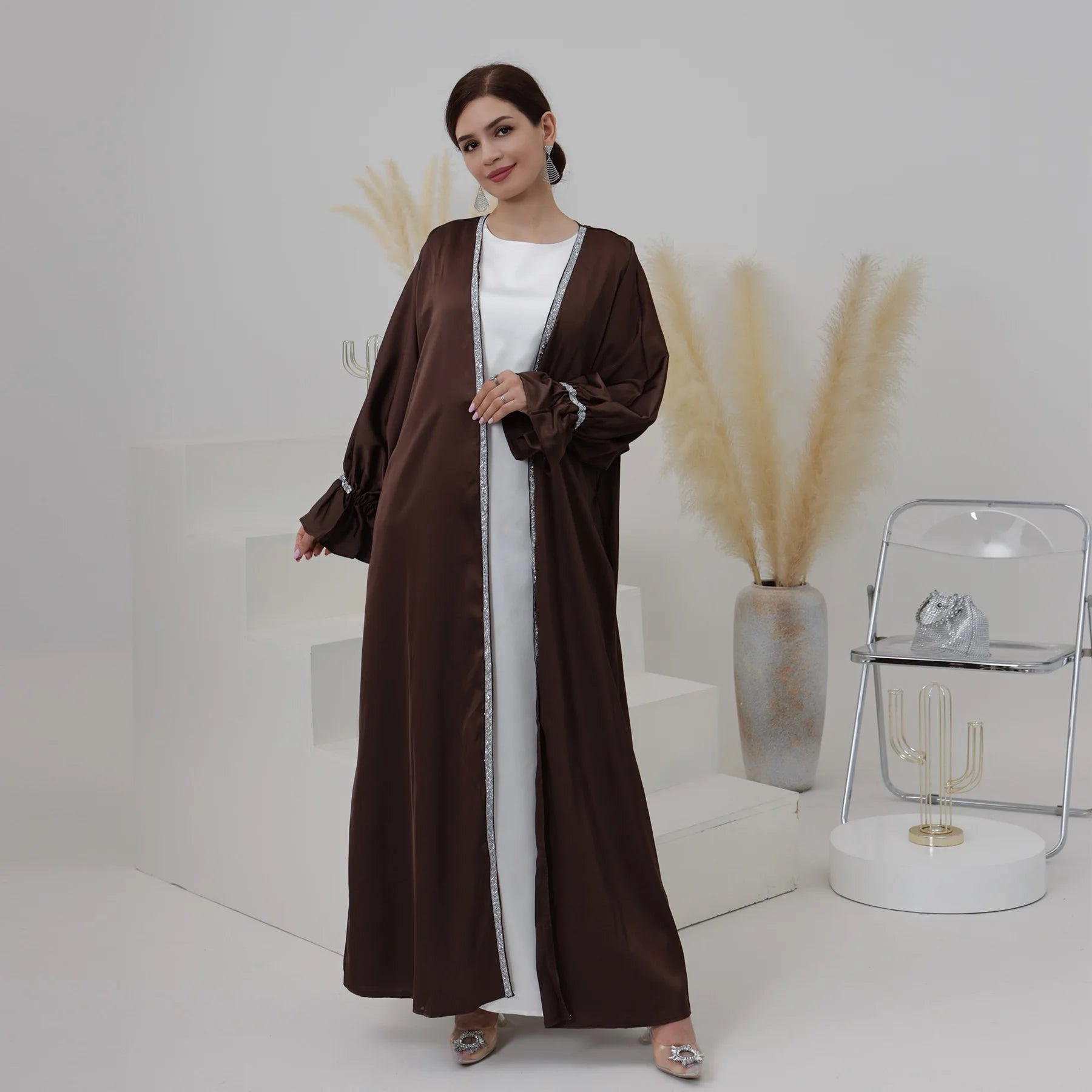 Women's Arabian Polyester Full Sleeves Solid Pattern Casual Abaya