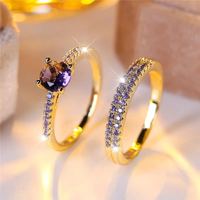 Women's Metal Cubic Zirconia Geometric Prong Setting Wedding Ring