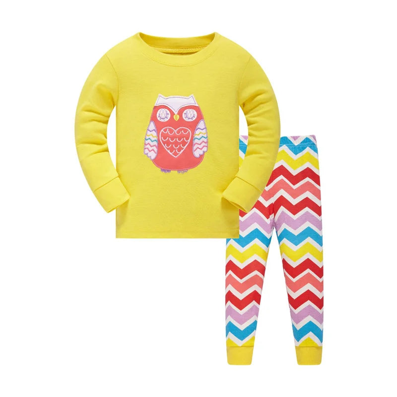 Kid's Girl Spandex O-Neck Long Sleeve Trendy Sleepwear Pajama Set