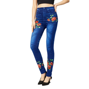 Women's Polyester High Waist Floral Pattern Casual Wear Leggings