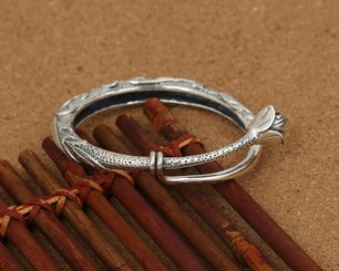 Men's 100% 925 Sterling Silver Plant Pattern Trendy Bracelet