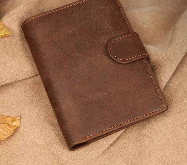 Men's Genuine Leather Solid Pattern Card Holder Vintage Wallet