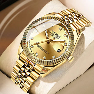 Men's Automatic Alloy Folding Clasp Round Shaped Luxury Watches