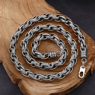 Men's 100% 925 Sterling Silver Link Chain Geometric Necklace