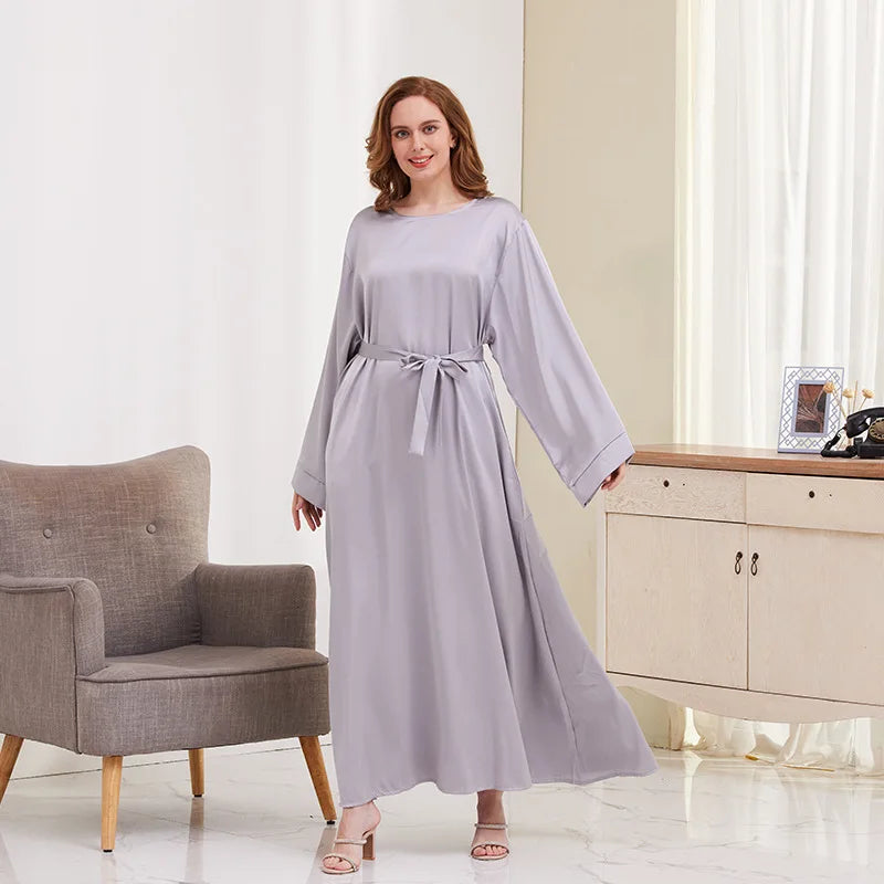 Women's Arabian Polyester Full Sleeves Solid Pattern Dresses