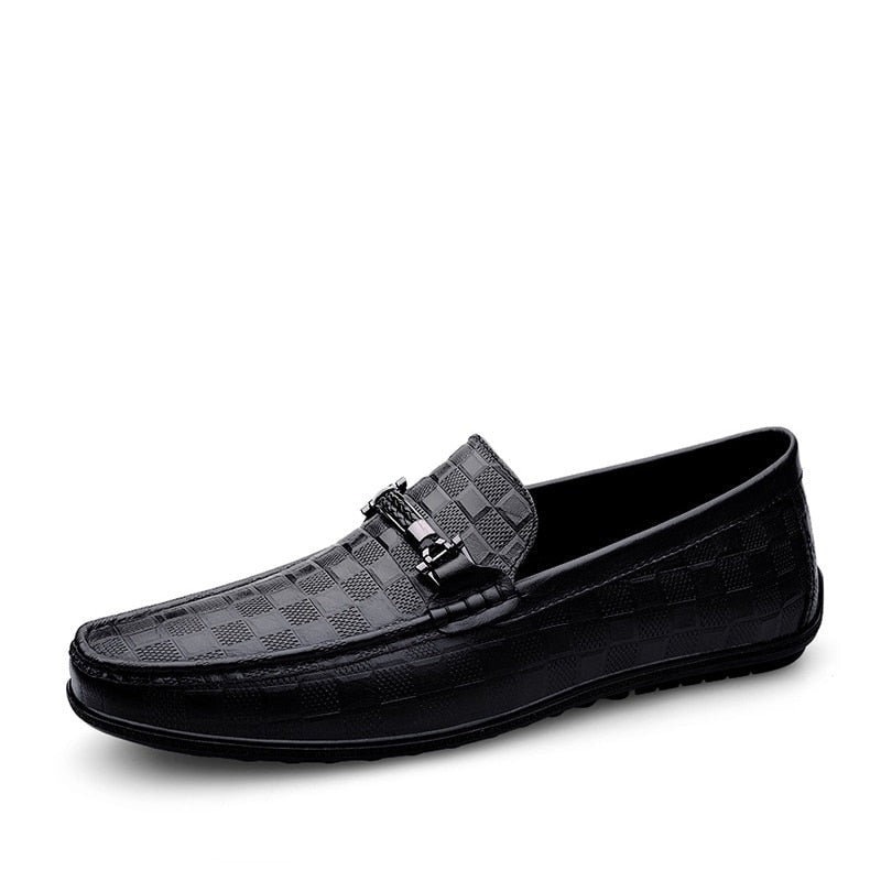 Men's Genuine Leather Round Toe Slip-On Closure Casual Wear Shoes