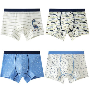 Kid's Boys 4Pcs Cotton Quick-Dry Printed Pattern Underwear Shorts