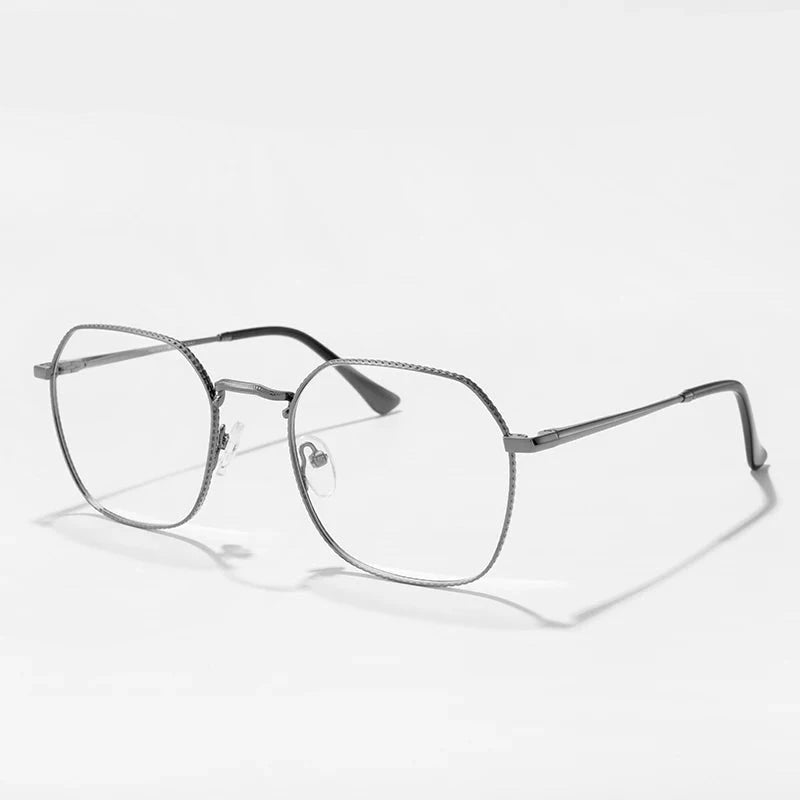 Men's Titanium Alloy Frame Full-Rim Polygon Shaped Trendy Glasses