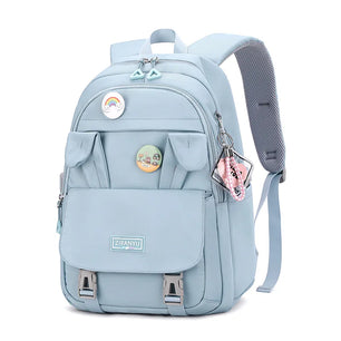 Kid's Girl Nylon Zipper Closure Letter Pattern School Backpack