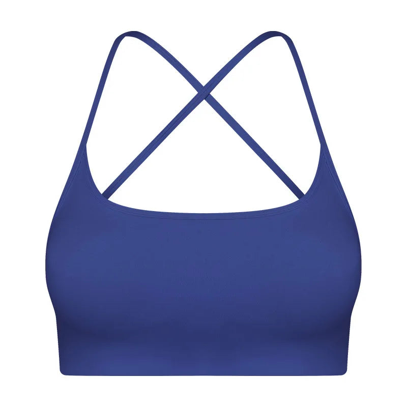 Women's Nylon Square-Neck Sleeveless Shockproof Yoga Crop Top