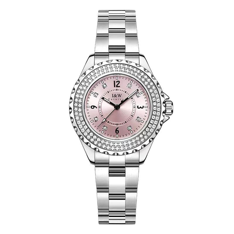 Women's Stainless Steel Round Shape Waterproof Luxury Watches