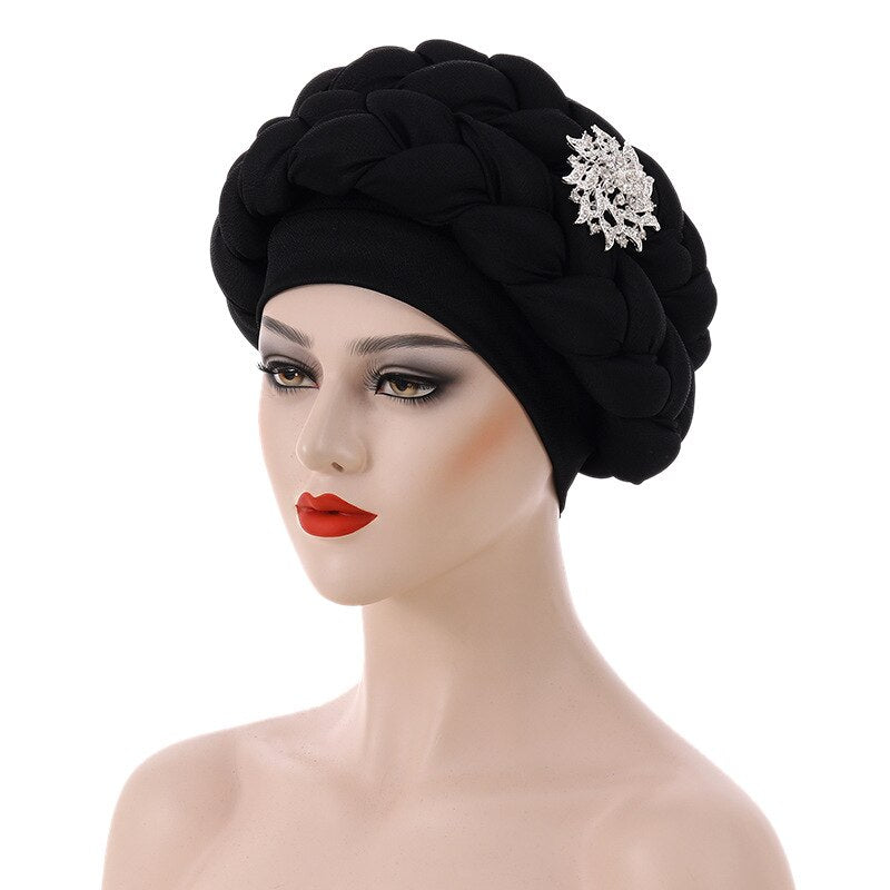 Women's Arabian Polyester Headwear Solid Pattern Casual Hijabs