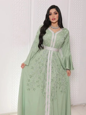 Women's Arabian Polyester Full Sleeve Embroidery Pattern Dress
