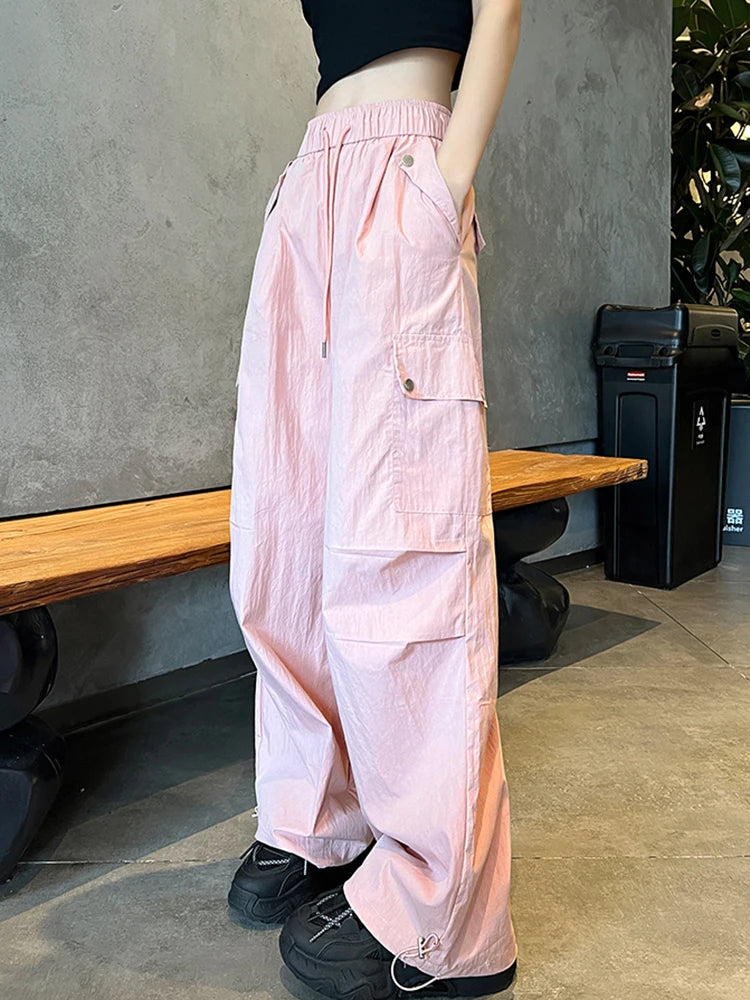 Women's Polyester Elastic Closure High Waist Casual Wear Trousers