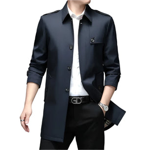 Men's Polyester Turn-Down Collar Full Sleeves Solid Pattern Jacket