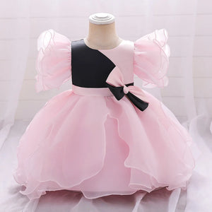 Kid's Polyester O-Neck Short Sleeves Mixed Colors Princess Dress