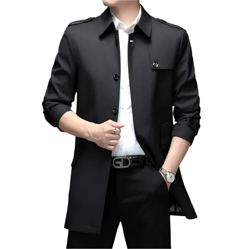 Men's Polyester Turn-Down Collar Full Sleeves Solid Pattern Jacket