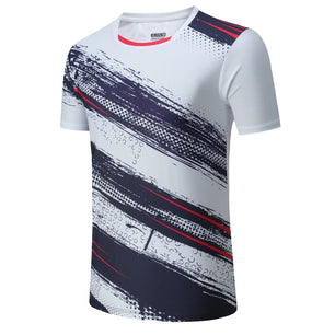 Men's Polyester O-Neck Short Sleeves Printed Pattern Sport T-Shirt