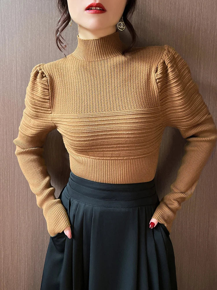 Women's Polyester Turtleneck Full Sleeves Solid Pattern Sweater