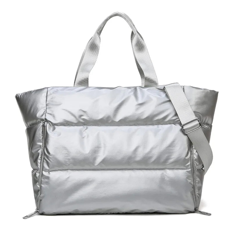 Women's Nylon Zipper Closure Solid Large Capacity Shoulder Bag