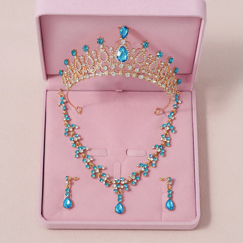 Women's Zinc Alloy Water Drop Bridal Wedding Crown Jewelry Sets