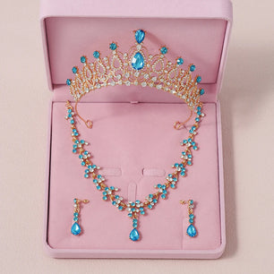 Women's Zinc Alloy Water Drop Bridal Wedding Crown Jewelry Sets